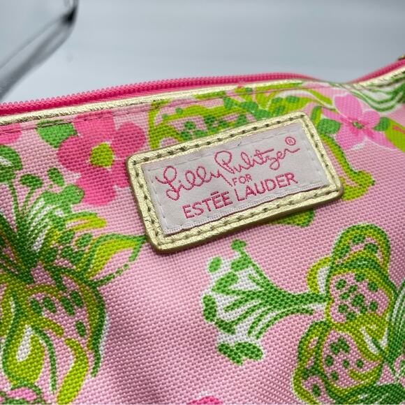 Lilly Pulitzer X Estée Lauder Makeup Pouch Pink Floral Clutch Mini Bag Womens - Picture 3 of 6